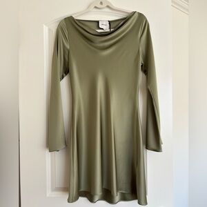 Reformation Pike Green Satin Dress